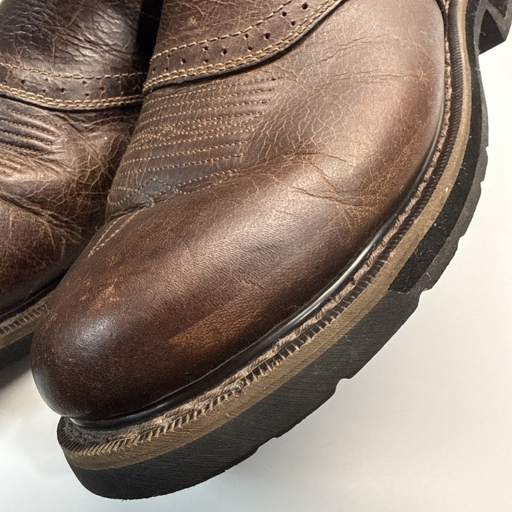 Justin Mens Boots 10.5 D Brown Tan Leather Superintendent Work Cowboy Soft Toe - Picture 3 of 16